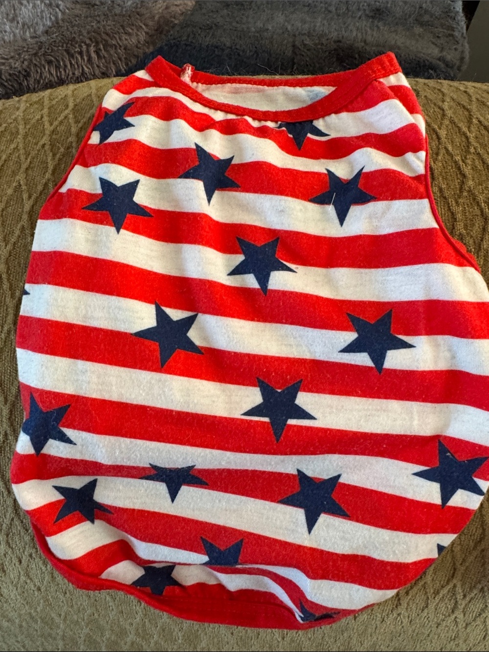 Dogs Sleeveless Star & Stripe Tank Top - Red, White & Blue